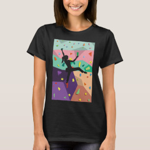 Camiseta Parede de Escalada de Rocha Colorida Fofa para Esc