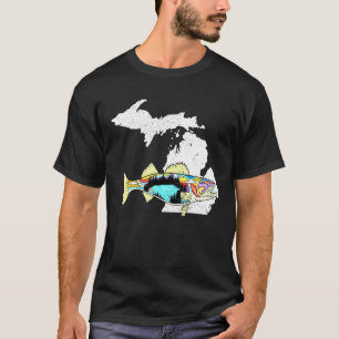 Camiseta Parede de Pescador de Walleye de Michigan Pescador