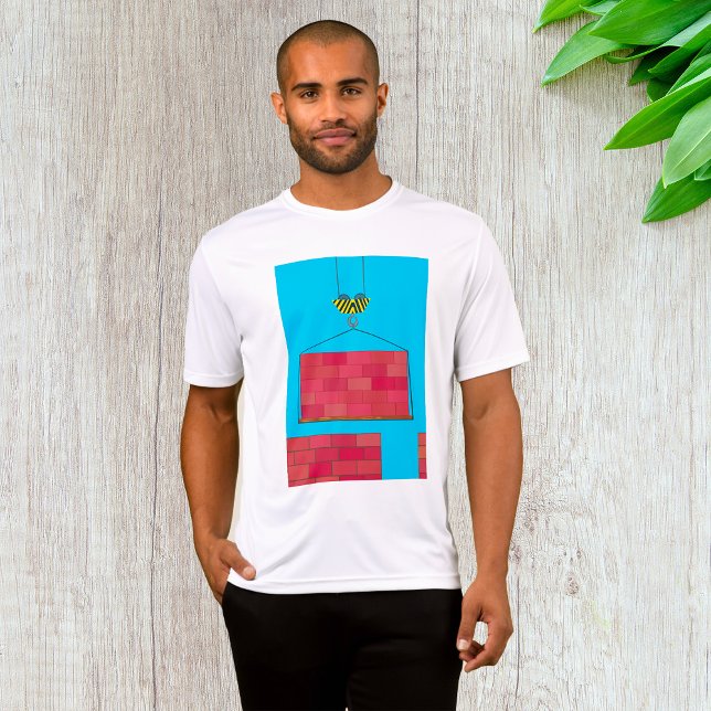 Camiseta Parede de tijolos de elevação da grua de construçã (Criador carregado)