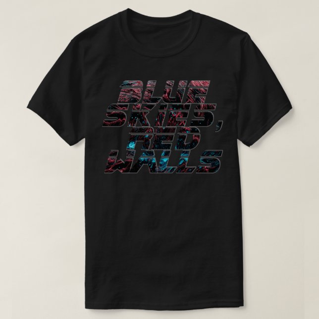 Camiseta Paredes Vermelhas de céus azuis (Frente do Design)