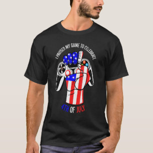 Camiseta Parei Meu Jogo Para Comemorar 4 De Julho Americano