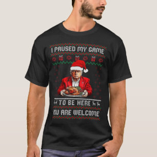 Camiseta Parei Meu Jogo Para Estar Aqui Pé De Natal