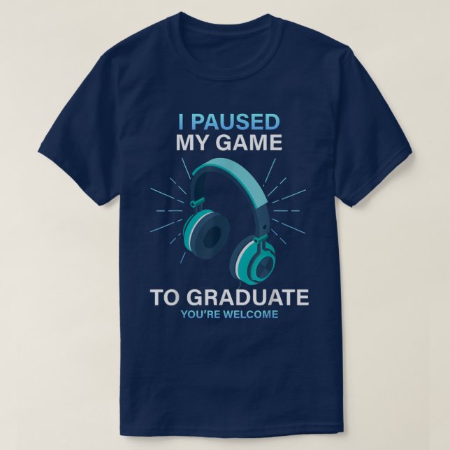 Camiseta Parei Meu Jogo Para Formando De Graduação Engraçad (Frente do Design)