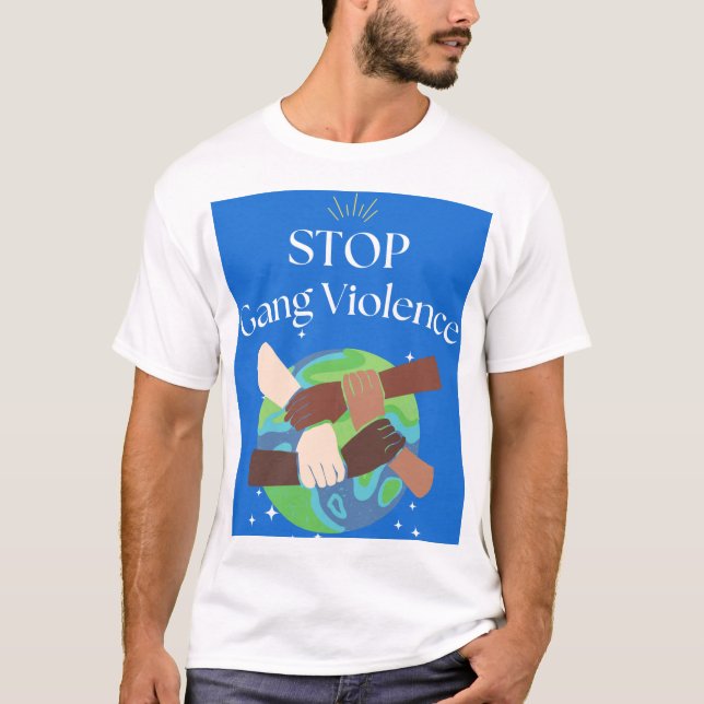 Camiseta Parem as Mãos de Violência de Gang entrelaçadas (Frente)