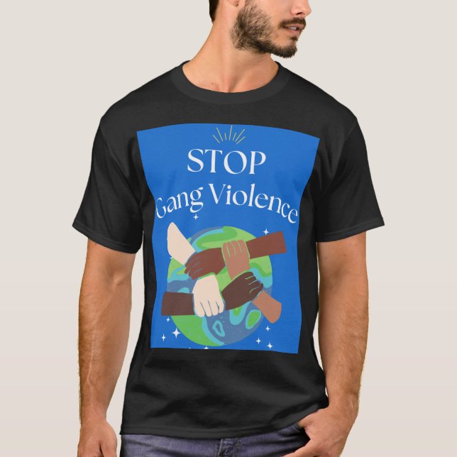 Camiseta Parem as Mãos de Violência de Gang entrelaçadas (Frente)