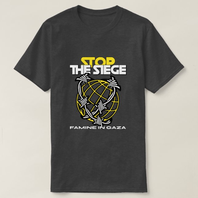 Camiseta Parem Com A FAMÍLIA De Cerco Na Fome De Gaza (Frente do Design)