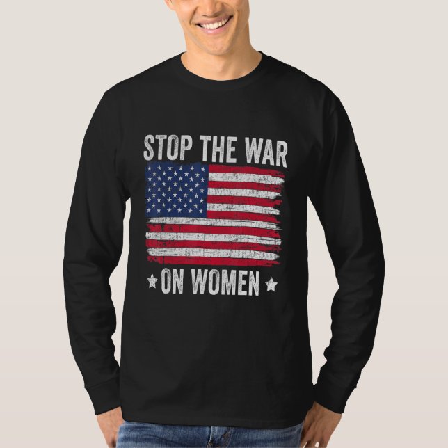 Camiseta Parem Com A Guerra Contra As Mulheres Na Bandeira  (Frente)