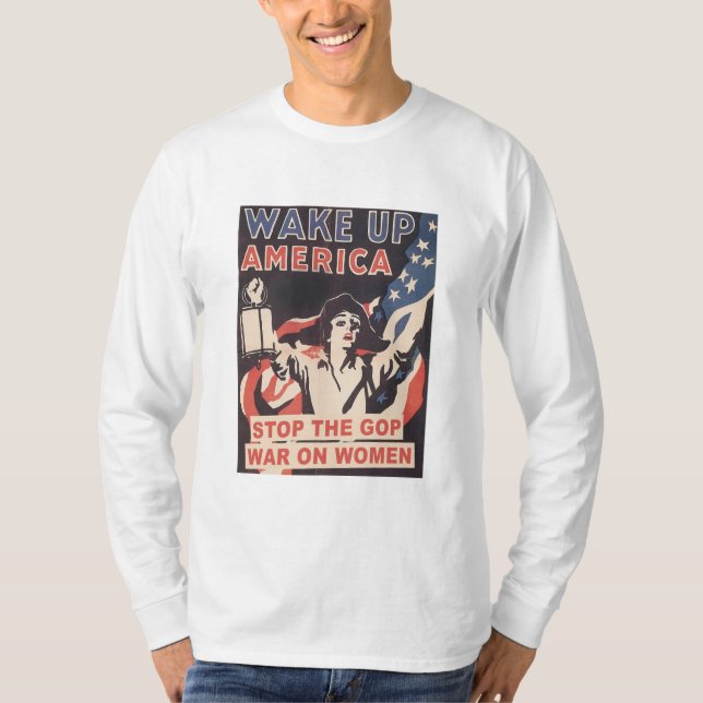 Camiseta Parem com a guerra do GOP sobre as mulheres, a fav (Frente)