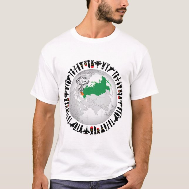 Camiseta Parem com a guerra. Faça um mundo pacífico para o  (Frente)