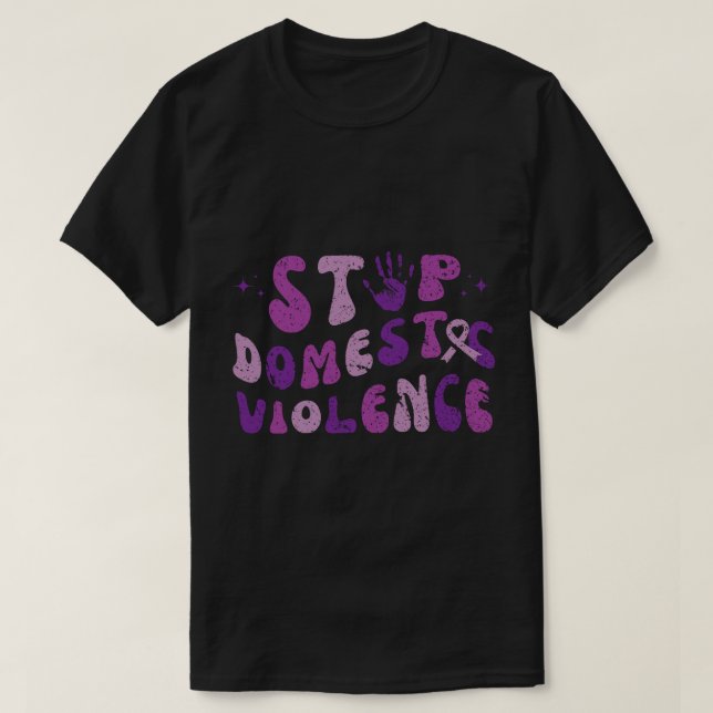 Camiseta Parem com a violência doméstica, com a violência d (Frente do Design)