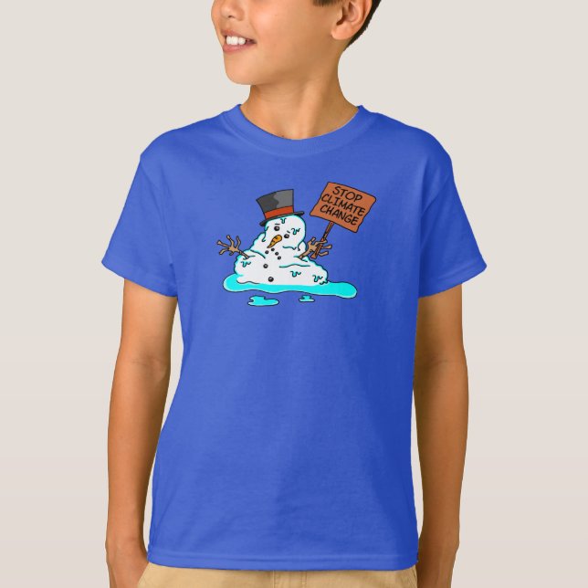 Camiseta Parem com o Snowman derretido pelas alterações cli (Frente)