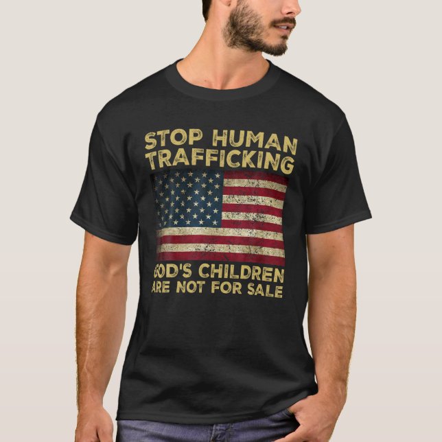 Camiseta Parem com o tráfico de seres humanos As crianças d (Frente)
