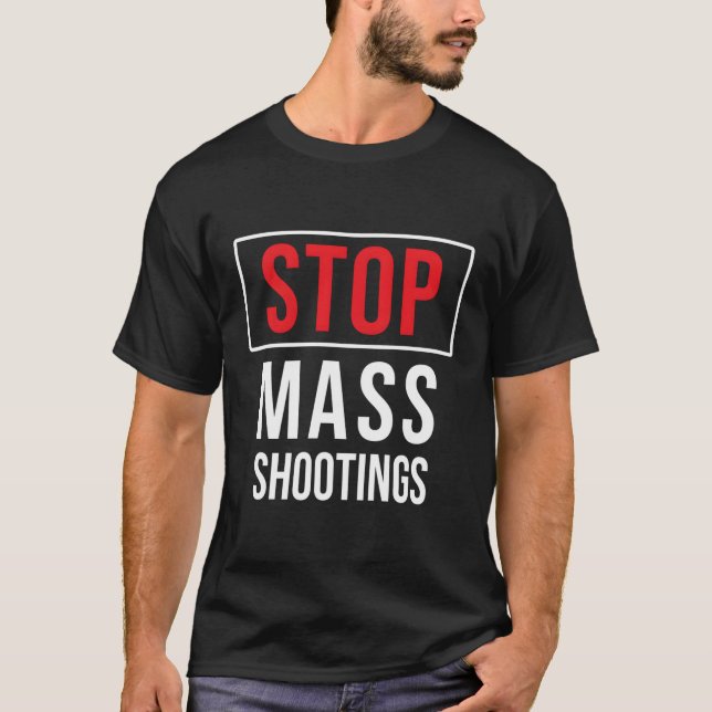Camiseta Parem de disparar em massa contra o terrorismo int (Frente)