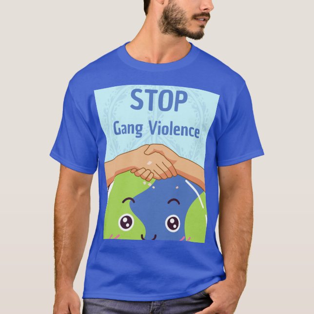 Camiseta Parem o aperto de mão de violência de gangues pela (Frente)