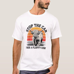 Camiseta Parem O Carro Que Vejo Vaca Fluffy Retro Highland