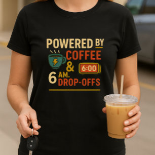 Camiseta Parente Engraçado da Escola; Acionado por Café e L