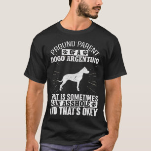 Camiseta Parente Engraçado do Cachorro Dogo Argentino prese
