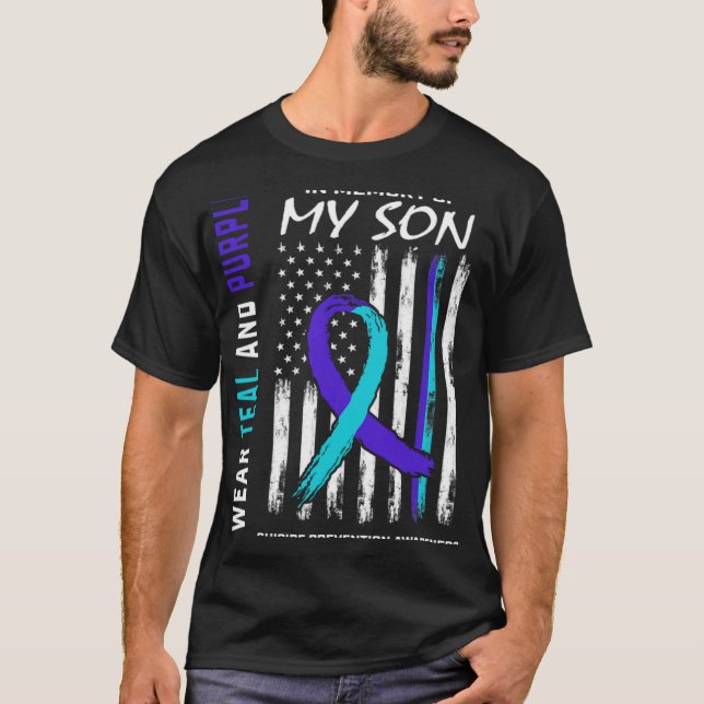 Camiseta Parents In Memory Of Son Suicide Awareness Prevent (Frente)