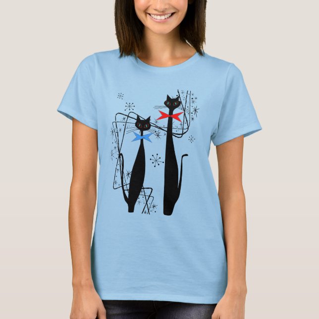 Camiseta Pares legal do gato do MCM da era atômica retro (Frente)
