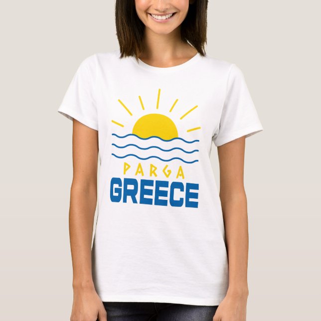 Camiseta Parga Grécia Sol e Ondas Marítimas Mulheres (Frente)