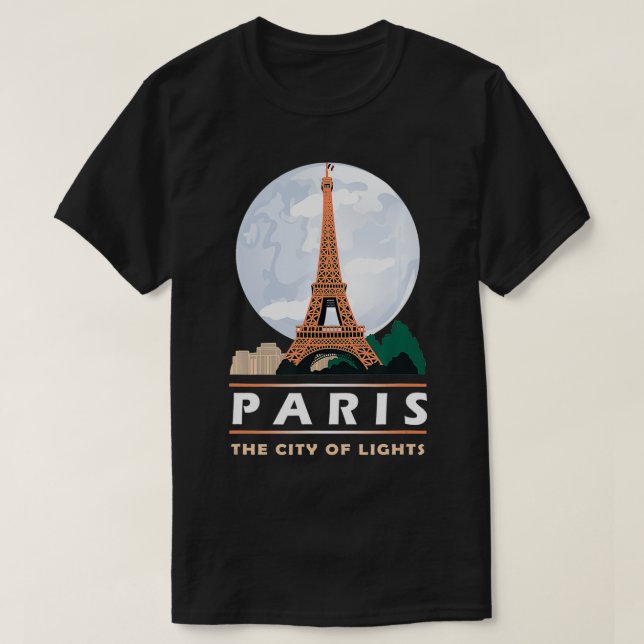 Camiseta Paris, Cidade Da Torre Eiffel Light Paris Night G (Frente do Design)