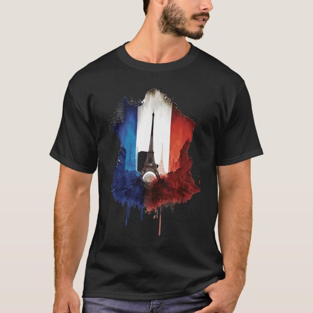 Camiseta Paris City Illustration With Eiffel Tower French F (Frente)