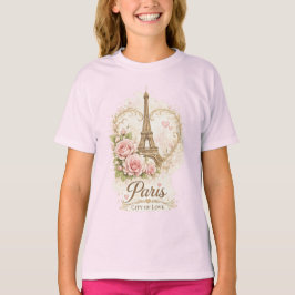 Camiseta Paris City of Love Eiffel Tower Floral T-Shirt