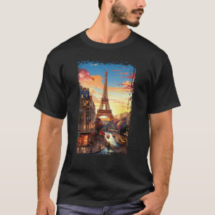 Camiseta Paris Eiffel Tower T Shirt I Love Paris Souvenir F