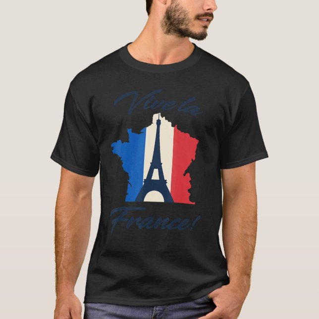 Camiseta Paris Flag Eiffel Torre Francês Souvenir Vive La F (Frente)