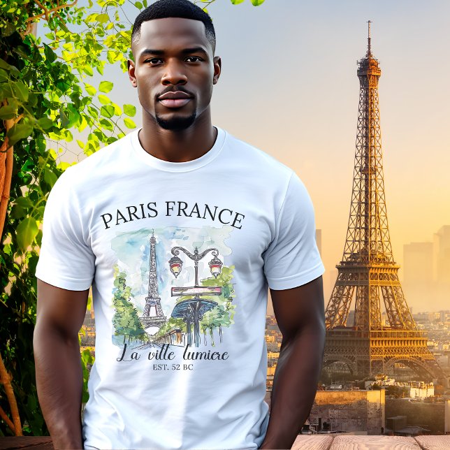 Camiseta Paris Frace - la ville lumiere vintage landscape (Criador carregado)