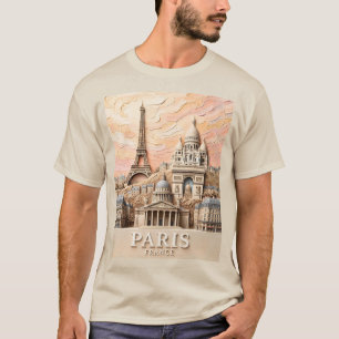 Camiseta Paris França Europa Moderno Pastel Texturizado Via
