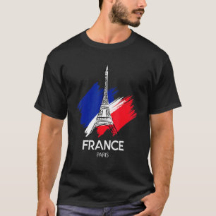 Camiseta Paris França Flag & Eiffel Tower Graphic Paris