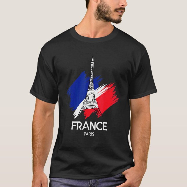 Camiseta Paris França Flag & Eiffel Tower Graphic Paris (Frente)