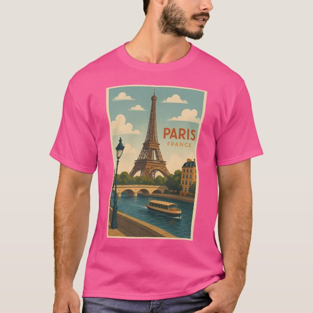Camiseta Paris França Retro Poster (Frente)