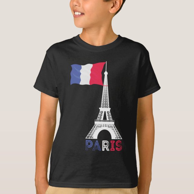 Camiseta Paris France Theme Love Eiffel Tower (Frente)