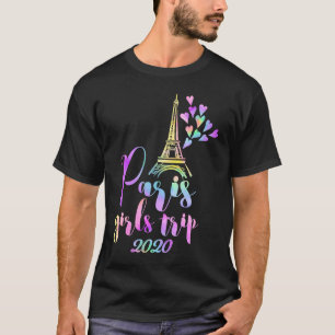 Camiseta Paris Girls Trip 2020 Pastel Rainbow Tie Dye Eiffe
