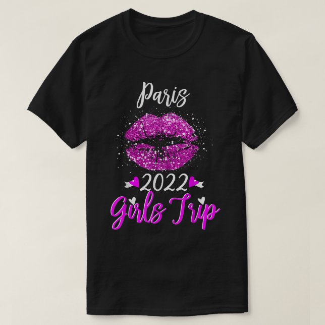 Camiseta Paris Girls Trip 2022 Vacation Pink Womens  (Frente do Design)