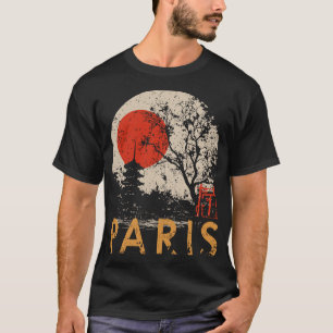 Camiseta Paris Japão Templple Vintage Cherry Tree Sunset Ar