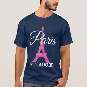 Camiseta Paris Je Tadore França Torre Rosa Eiffel, Presente