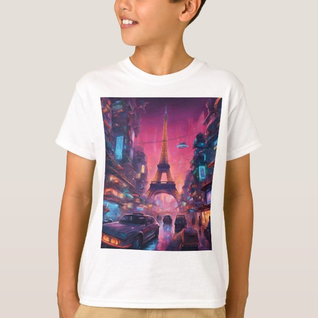 Camiseta Paris rétro futuriste (Frente)