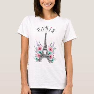 Camiseta Paris Romance - Torre Eiffel e Sonhos Florais
