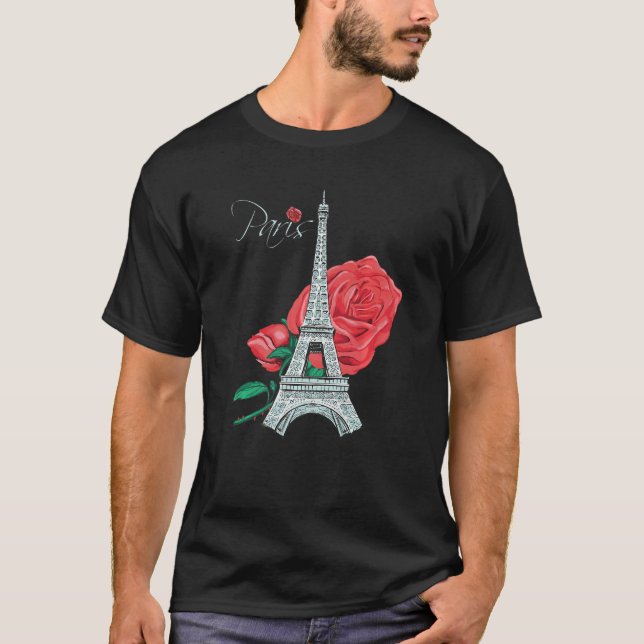 Camiseta Paris Rosa Eiffel Tower Rosa French Love França (Frente)