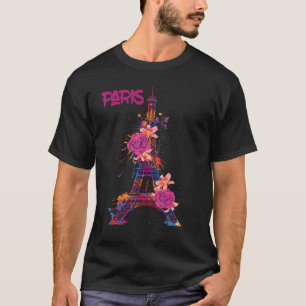 Camiseta Paris Rosas Eiffel Tower Souvenir França Lo