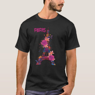 Camiseta Paris Rosas Eiffel Tower Souvenir França Lo