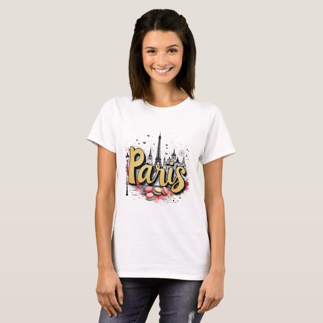 Camiseta Paris Skyline - Design Elegante e Moderno (Frente Completa)