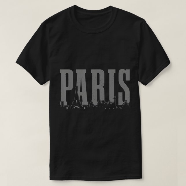 Camiseta Paris Skyline Eiffel Tower Vintage Souvenir Francê (Frente do Design)