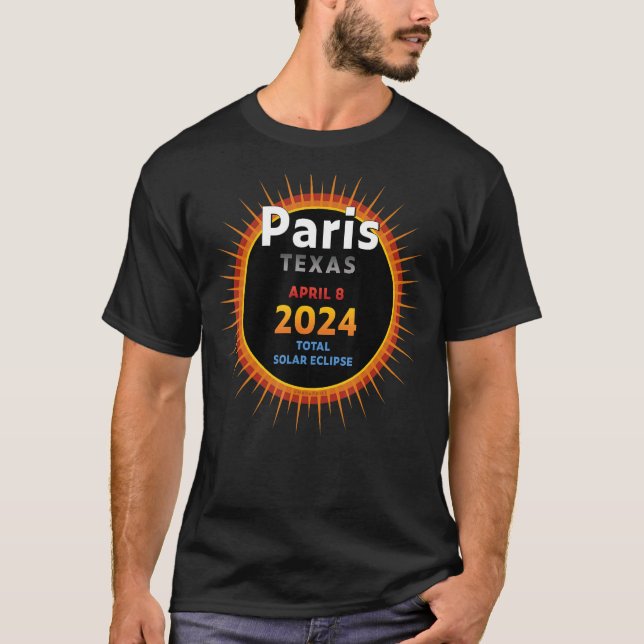 Camiseta Paris Texas TX Total Solar Eclipse 2024 2 (Frente)