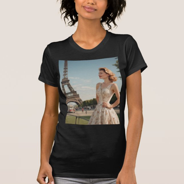 Camiseta Paris - Torre Eiffel - Estilo de Placa Poste T-Shi (Frente)