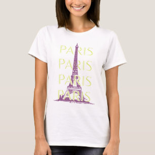 Camiseta Paris, Viagem Art, Retro-Viagem Art, Laranja