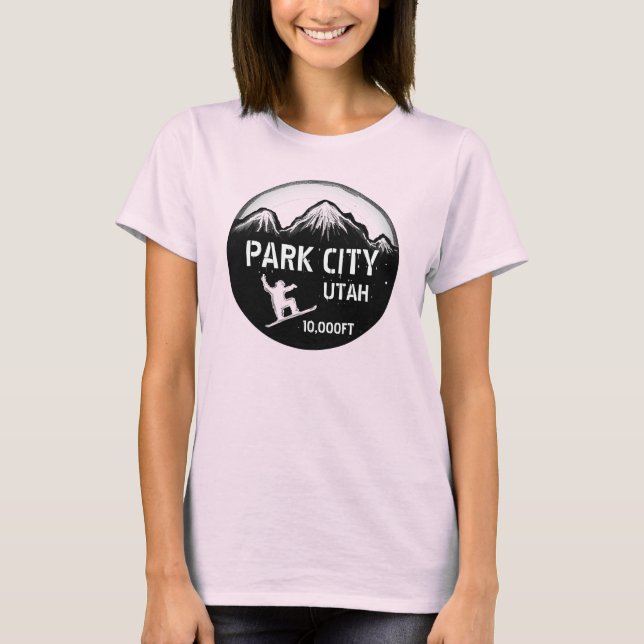 Camiseta Park City Utah moça preta moça moto (Frente)
